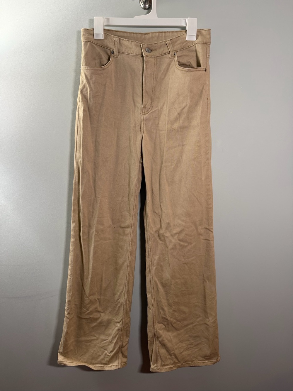 H&M Wide-Leg High-Rise Pants in Khaki